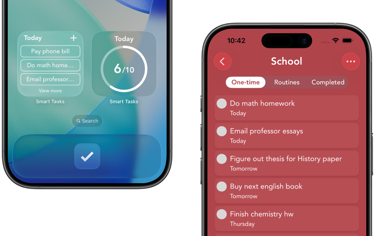 Smart Tasks redesigned for iOS 26