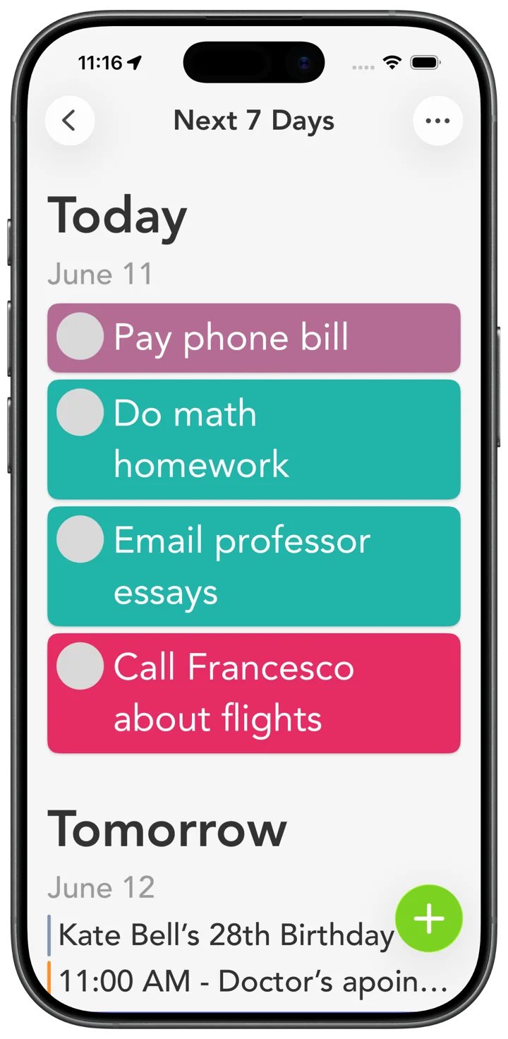 Smart Tasks at a larger text size