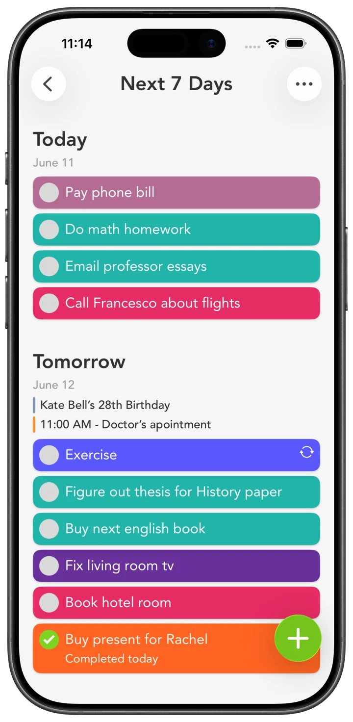 Smart Tasks at the default text size